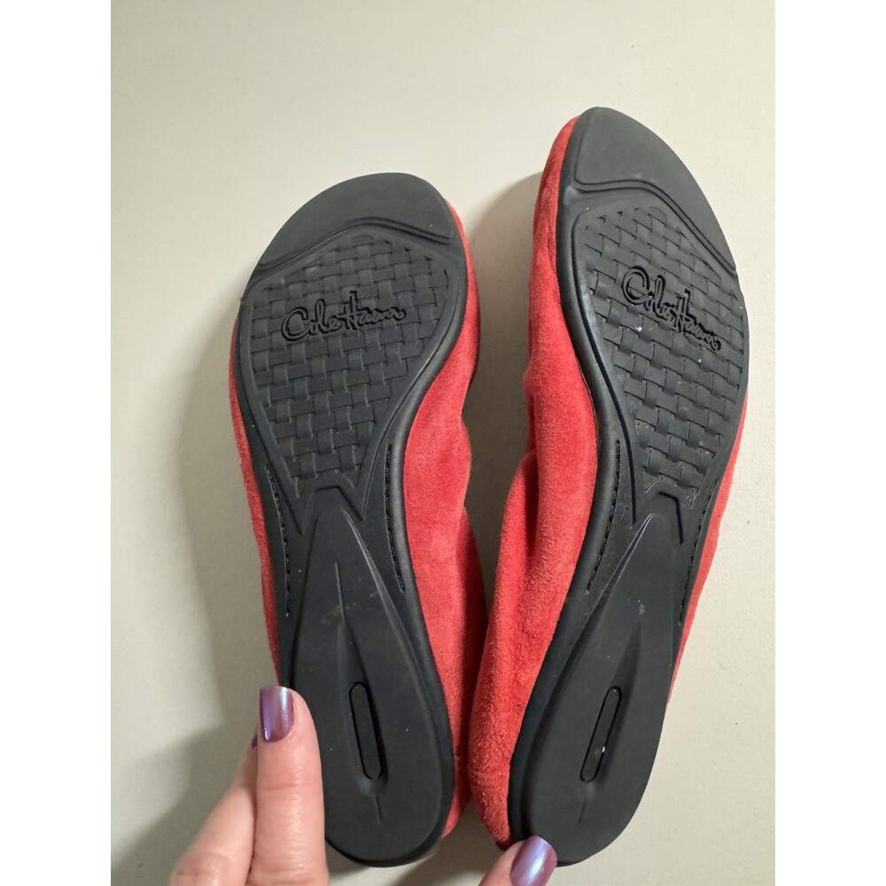 Women's Cole Haan Suede Ballet Flats Size 8 Red Leather Fall Preppy Classic EUC - Picture 6 of 6